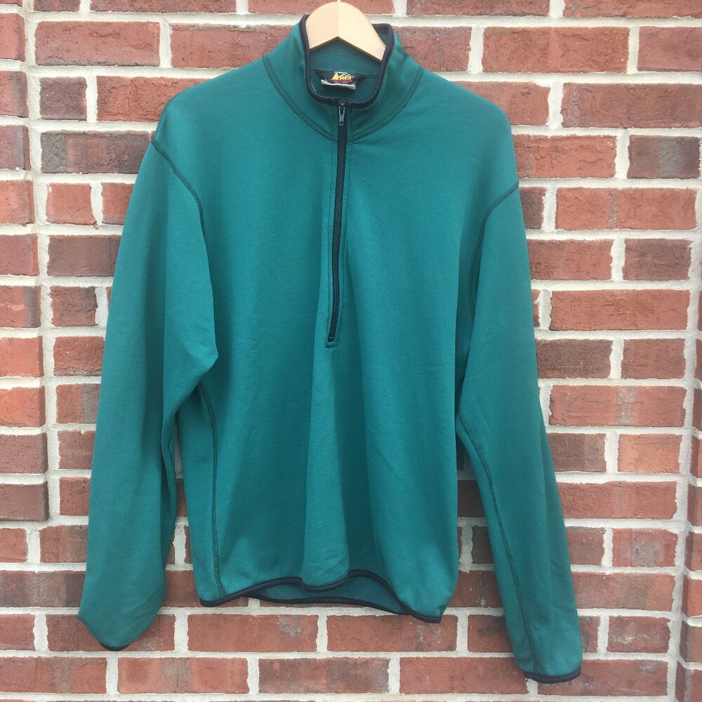 Vintage REI 1/2 Zip Polartec Pullover Hunter Green Mock Neck Adult Large